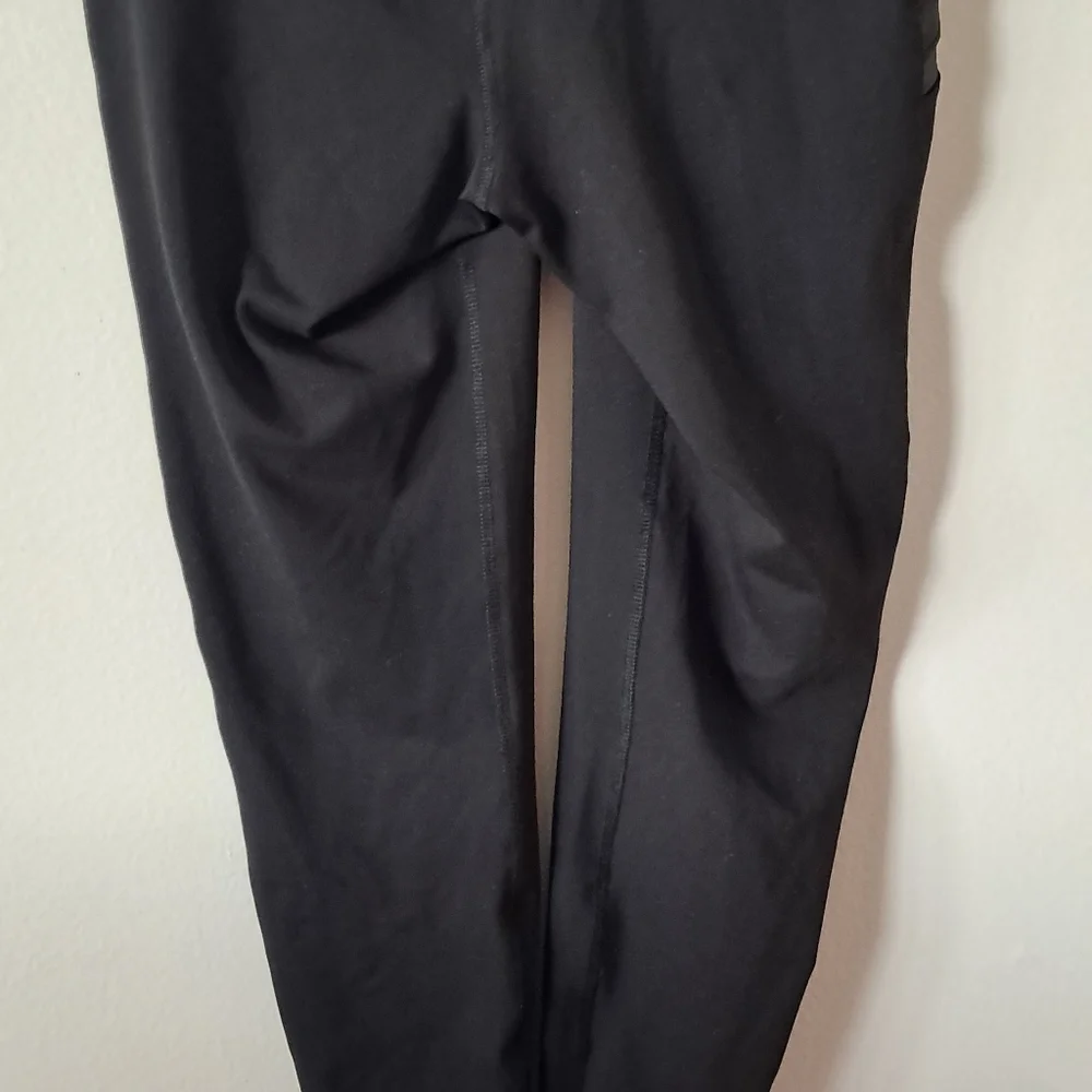 Black Leggings with Textured Shiny Panels